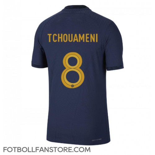 Frankrike Aurelien Tchouameni #8 Hemma matchtröja VM 2022 Kortärmad Billigt